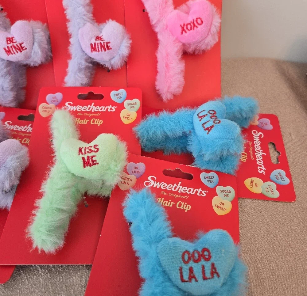 Sweethearts Plush Hair Clip Bundle (9 Pack) – Valentine Hearts Collection